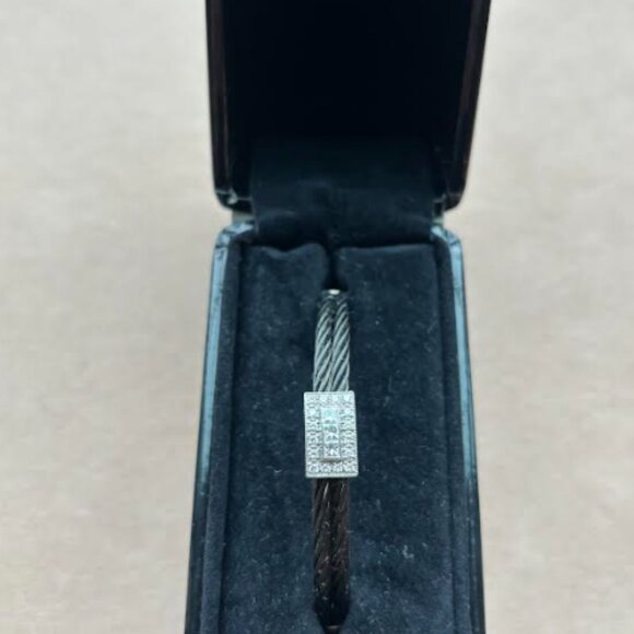 Charriol Jewelry - Vintage Charroil Black Cable and Diamond Bracelet - magnetic closure